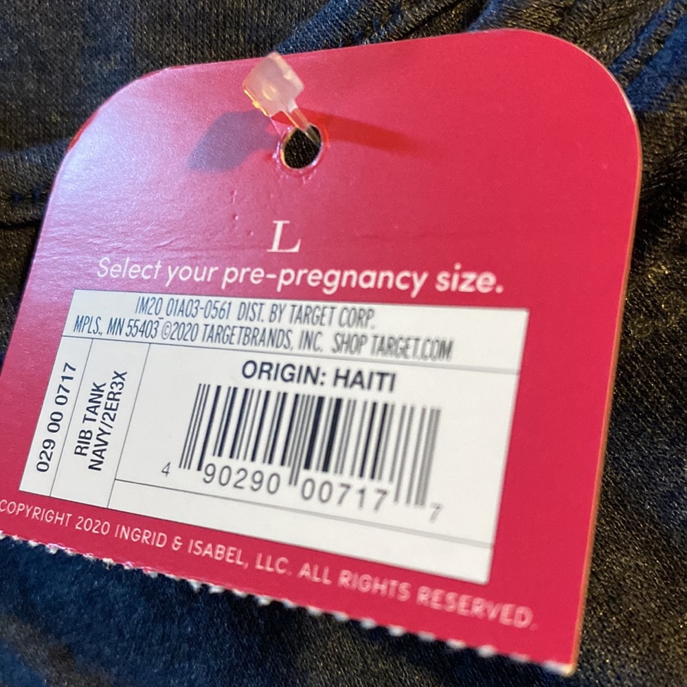 New Isabel maternity rib tank top size Large navy blue - Picture 5 of 7